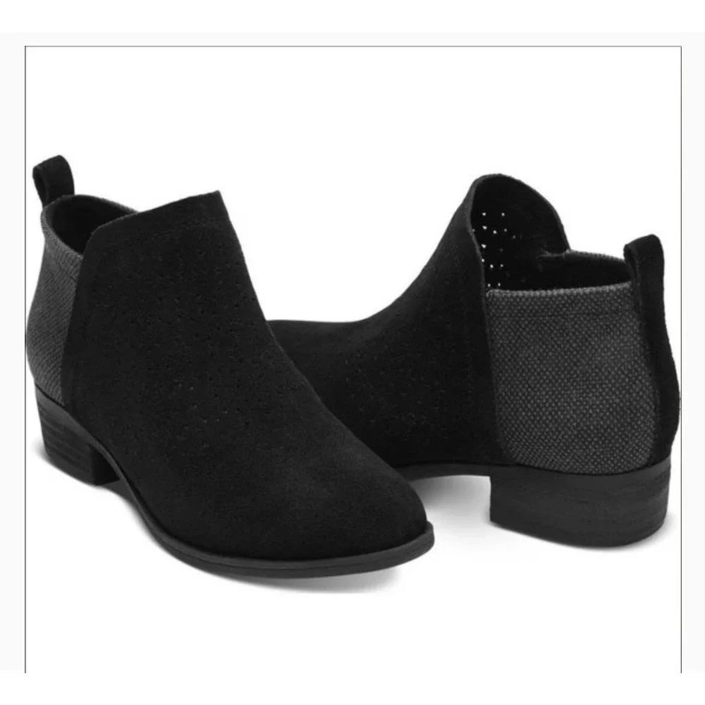 TOMS Deia Bootie in Black Suede Women's Boots Size W6.5